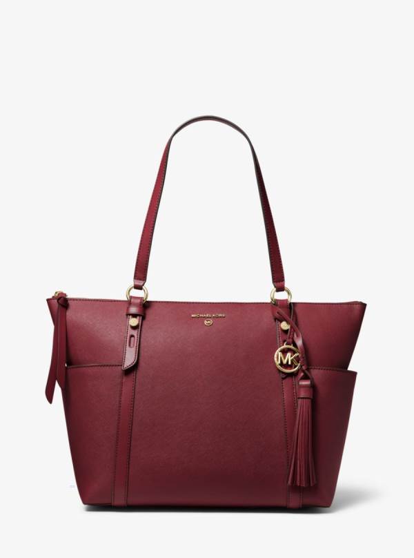 Damske Prenosná Taška Michael Kors Sullivan Large Saffiano Leather Top-Zip Bordove - Kabelky Michael Kors Vypredaj | JDLTR-7194